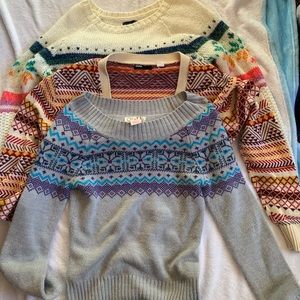 winter sweaters. two long and one regular